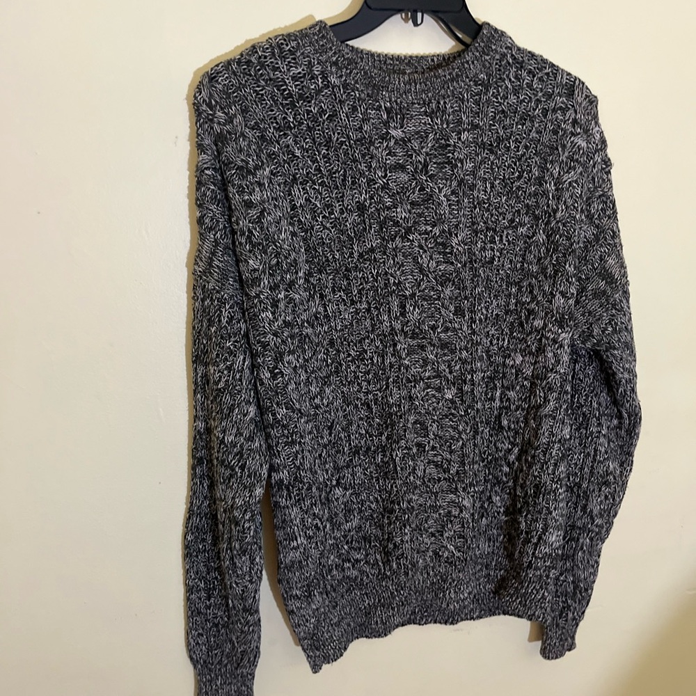 Structure Men's Green and White Crewneck Sweater Size L 1990’s